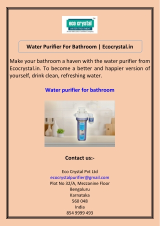 Water Purifier For Bathroom Ecocrystal.in