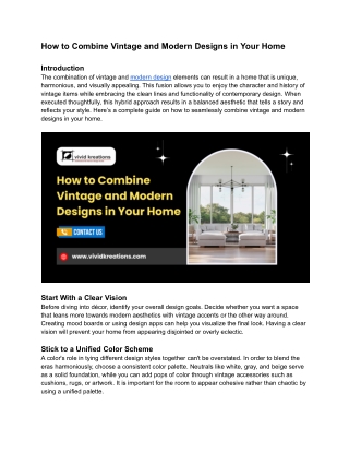 How to Combine Vintage and Modern Designs in Your Home