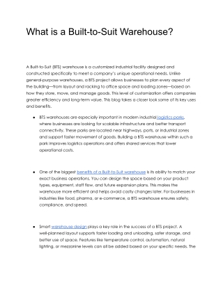 what is a built to suit warehouse