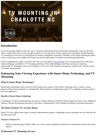 Enhancing Your Viewing Experience with Smart Home Technology and TV Mounting