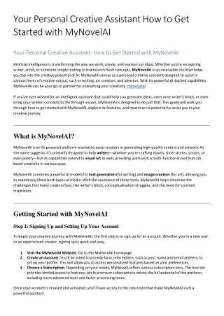 your personal creative assistant how to get started with mynovelai