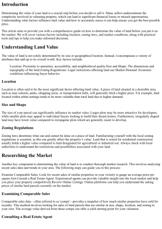 How to Determine the Value of Land Before You Sell