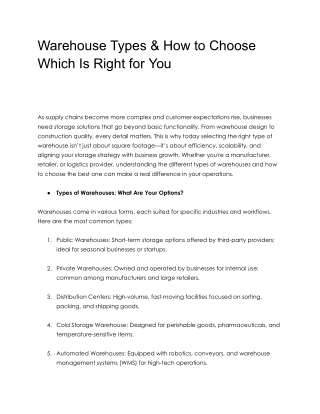 warehouse types how to choose which is right