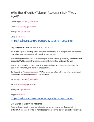 TWhy Should You Buy Telegram Accounts in Bulk (PVA & Aged)