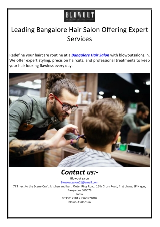Leading Bangalore Hair Salon Offering Expert Services