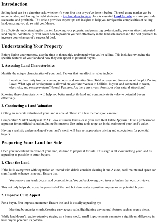 Selling Land with Confidence: Expert Tips for a Successful Sale