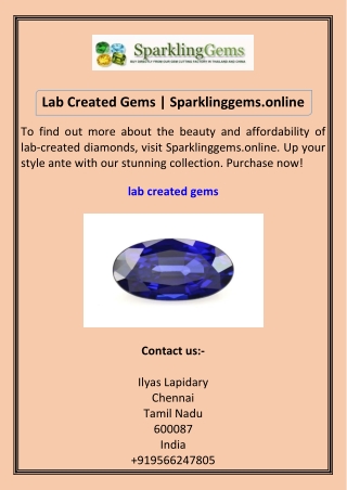 Lab Created Gems Sparklinggems.online