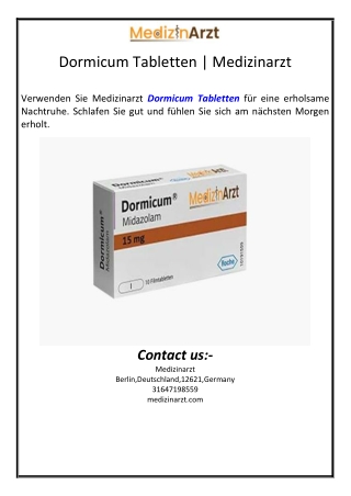 Dormicum Tabletten | Medizinarzt