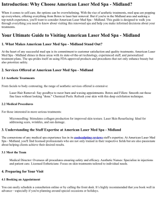 Your Ultimate Guide to Visiting American Laser Med Spa - Midland