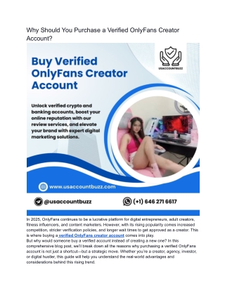 Why Should You Purchase a Verified OnlyFans Creator Account_