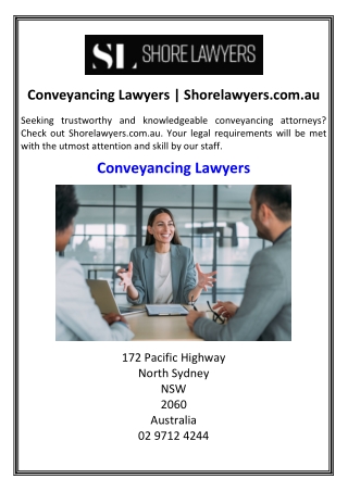 Conveyancing Lawyers  Shorelawyers.com.au