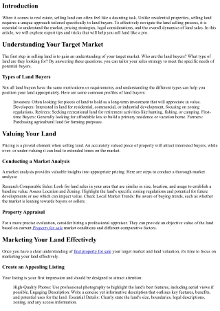 Sell Land Like a Pro: Expert Tips and Tricks