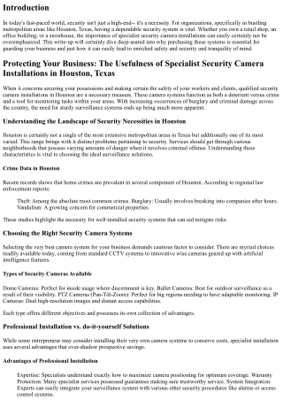 Guarding Your Business: The Value of Expert Security Camera Installations in Hou