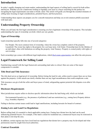 Navigating Legal Aspects of Selling Land