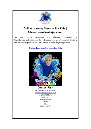 Online Learning Services For Kids | Adventuresofscubajack.com
