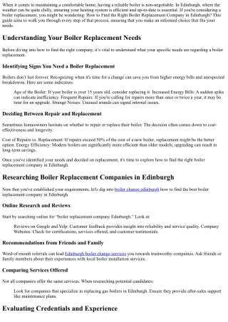 How to Find the Right Boiler Replacement Company in Edinburgh