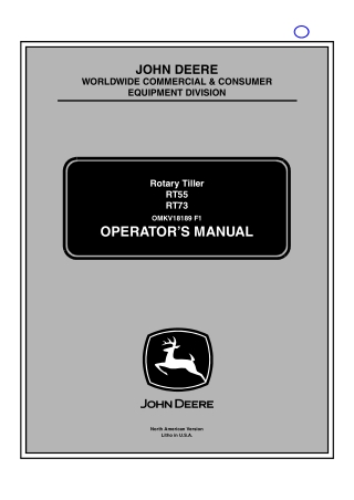John Deere RT55 Rotary Tiller Operator’s Manual Instant Download (PINRT55-KVRT55X100100- ) (Publication No.18189)