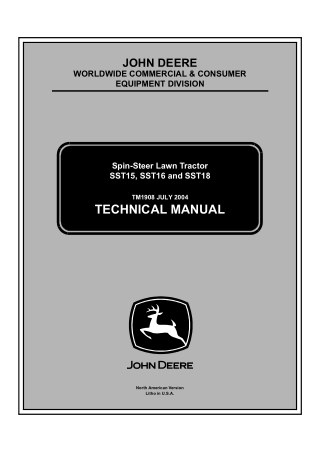 John Deere SST16 Spin-Steer Lawn Tractor Service Repair Manual Instant Download (tm1908)