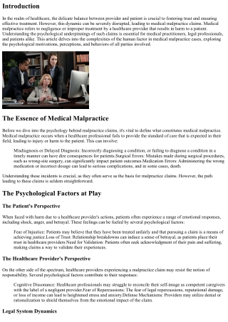 The Human Factor: Psychology Behind Medical Malpractice Claims