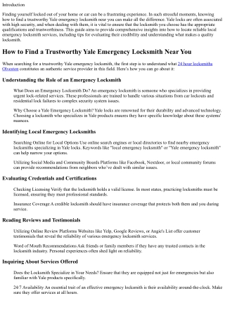 How to Find a Trustworthy Yale Emergency Locksmith Near You