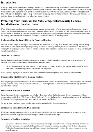 Safeguarding Your Business: The Relevance of Specialist Security Camera Installa