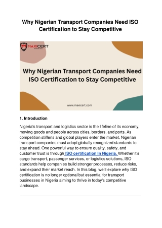 why nigerian transport companies need