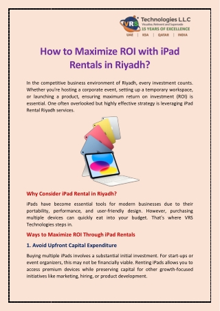 How to Maximize ROI with iPad Rentals in Riyadh?