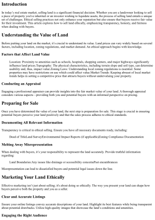 Sell Land Ethically: Ensuring Fair Practices When Dealing with Buyers