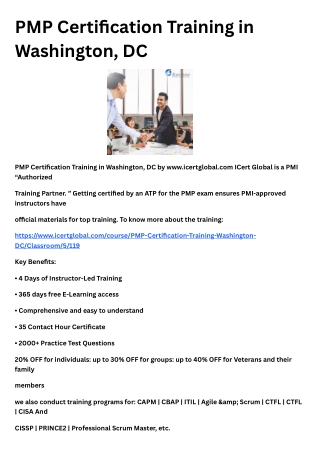 pmp certification training in washington dc