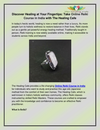 Online Reiki Course in India