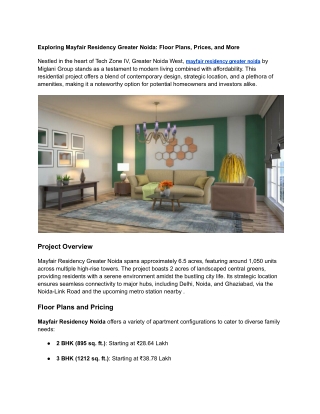 Exploring Mayfair Residency Greater Noida_ Floor Plans, Prices, and More