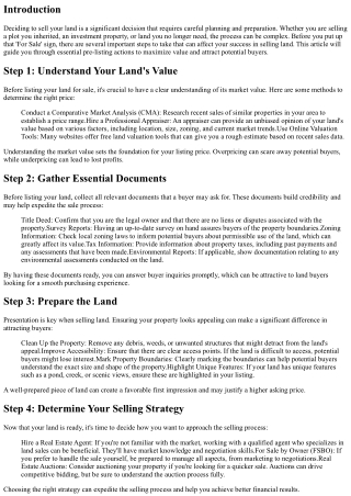 Steps to Take Before Listing Your Land for Sale