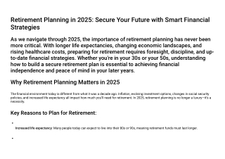 retirement planning in 2025 secure your future