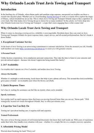 why orlando locals trust javis towing