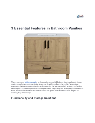 3 Essential Features in Bathroom Vanities