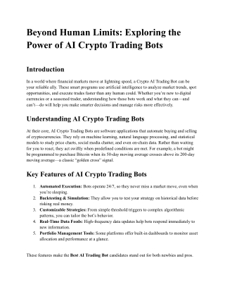 Beyond Human Limits: Exploring the Power of AI Crypto Trading Bots