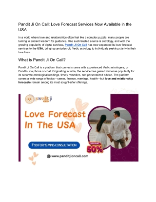 Pandit Ji On Call: Accurate USA Love Horoscope & Forecast