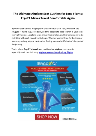 Airplane Seat Cushion For Long Flights that Redefine Comfort