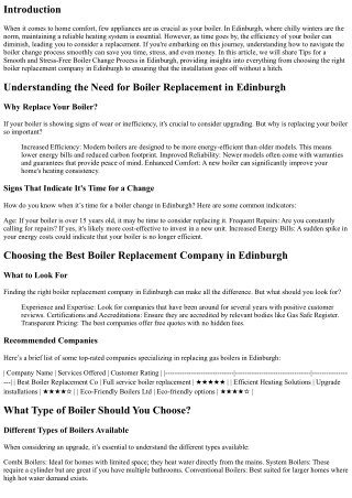 Tips for a Smooth and Stress-Free Boiler Change Process in Edinburgh