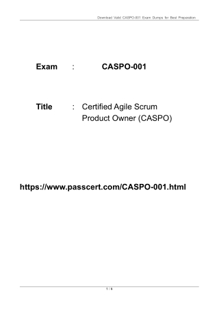 CASPO-001 Certified Agile Scrum Product Owner (CASPO) Dumps
