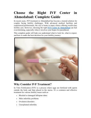 choose the right ivf center in ahmedabad complete