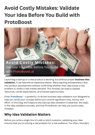 Avoid Costly Mistakes: Validate Your Idea Before You Build with ProtoBoost