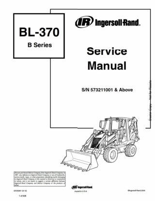 Bobcat BL370 Loader Backhoe Service Repair Manual Instant Download (SN 573211001 AND Above)