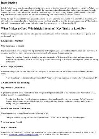What Makes a Good Windshield Installer? Key Traits to Look For