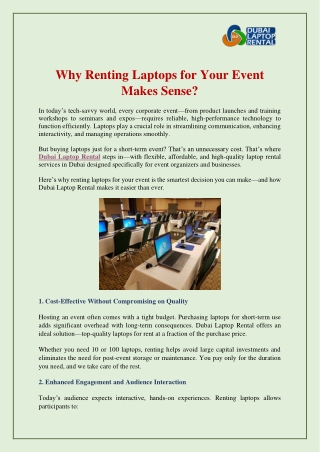Why Renting Laptops for Your Event Makes Sense?