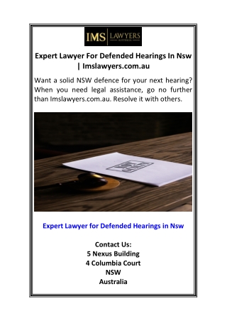 Expert Lawyer For Defended Hearings In Nsw  Imslawyers.com.au