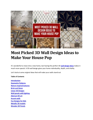 most picked 3d wall design ideas to make your