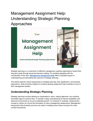 Management Assignment Help: Understanding Strategic Planning Approaches