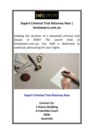 Expert Criminal Trial Attorney Nsw  Imslawyers.com.au