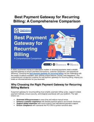 Best Payment Gateway for Recurring Billing: A Comprehensive Comparison